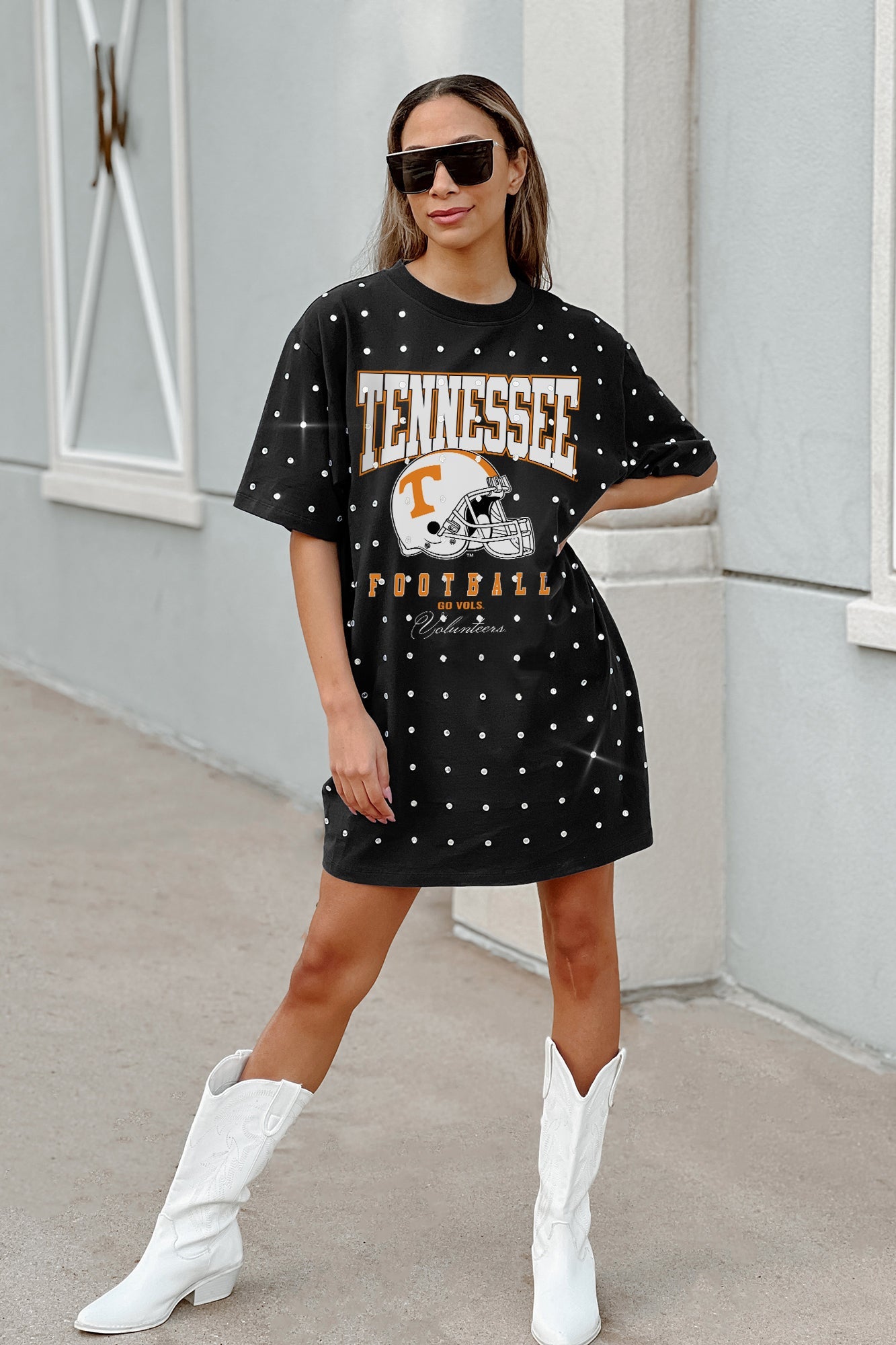 RHINESTONE OVER LOGO SHIRTDRESS in