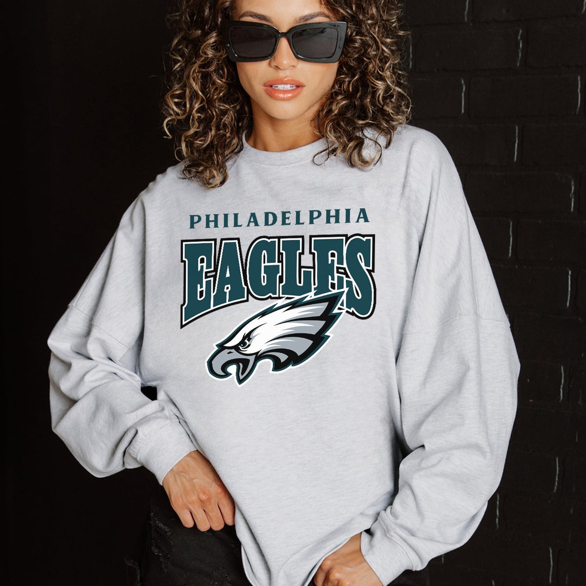PHILADELPHIA EAGLES FIGHTING SPIRIT RELAXED FIT HEATHERED LONG SLEEVE