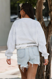 INDIANAPOLIS COLTS PASS THE SHINE LONG SLEEVE METALLIC SHIMMER-STRIPE TOP