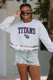 TENNESSEE TITANS PASS THE SHINE LONG SLEEVE METALLIC SHIMMER-STRIPE TOP