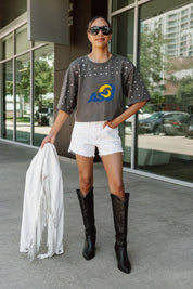 ANGELO STATE RAMS MAKING MOVES ALL-OVER RHINESTONE CROPPED TEE WITH YOKE