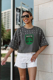 AUSTIN FC MAKING MOVES ALL-OVER RHINESTONE CROPPED TEE WITH YOKE