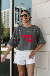 DAYTON FLYERS MAKING MOVES ALL-OVER RHINESTONE CROPPED TEE WITH YOKE