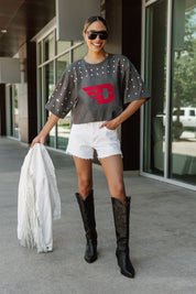 DAYTON FLYERS MAKING MOVES ALL-OVER RHINESTONE CROPPED TEE WITH YOKE