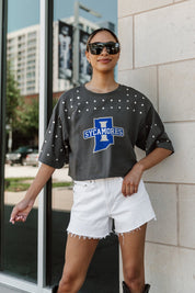 INDIANA STATE SYCAMORES MAKING MOVES ALL-OVER RHINESTONE CROPPED TEE WITH YOKE