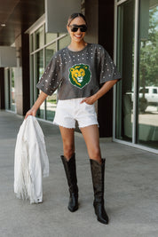 SOUTHEASTERN LOUISIANA LIONS MAKING MOVES ALL-OVER RHINESTONE CROPPED TEE WITH YOKE