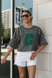 CHARLOTTE 49ERS MAKING MOVES ALL-OVER RHINESTONE CROPPED TEE WITH YOKE