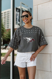 NORTH CAROLINA CENTRAL EAGLES MAKING MOVES ALL-OVER RHINESTONE CROPPED TEE WITH YOKE