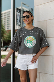 NORFOLK STATE SPARTANS MAKING MOVES ALL-OVER RHINESTONE CROPPED TEE WITH YOKE
