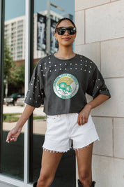 NORFOLK STATE SPARTANS MAKING MOVES ALL-OVER RHINESTONE CROPPED TEE WITH YOKE