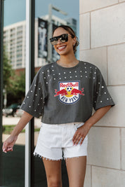 NEW YORK RED BULLS Making Moves Rhinestone Crop Tee With Yoke