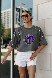 PORTLAND PILOTS MAKING MOVES ALL-OVER RHINESTONE CROPPED TEE WITH YOKE