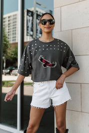 SAINT JOSEPH'S HAWKS MAKING MOVES ALL-OVER RHINESTONE CROPPED TEE WITH YOKE