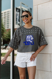 TENNESSEE STATE TIGERS MAKING MOVES ALL-OVER RHINESTONE CROPPED TEE WITH YOKE