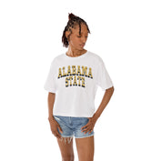 ALABAMA STATE HORNETS CLAIM TO FAME BOXY FIT WOMEN'S CROPPED TEE