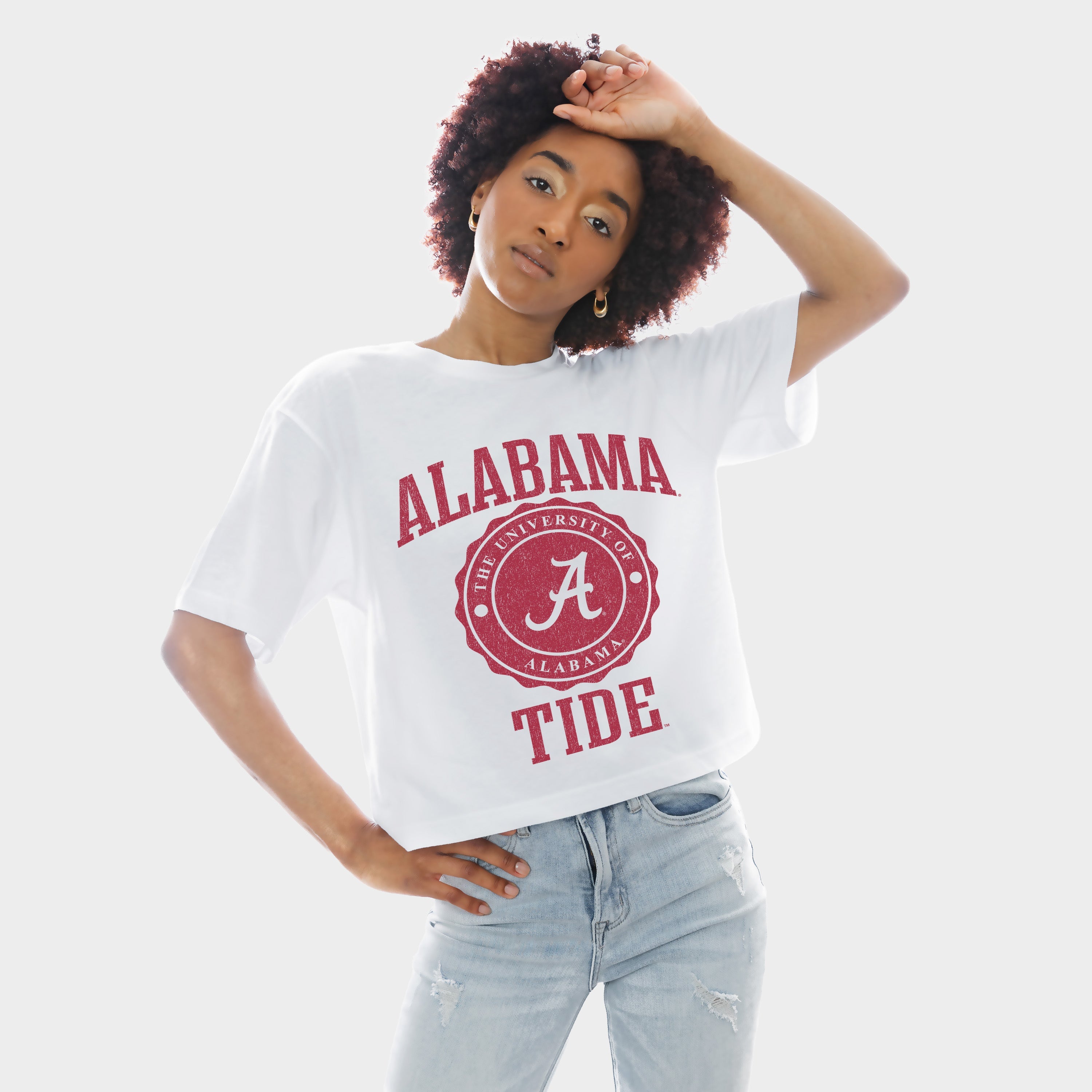ALABAMA CRIMSON TIDE RETRO PLAY BOXY FIT CROPPED TEE
