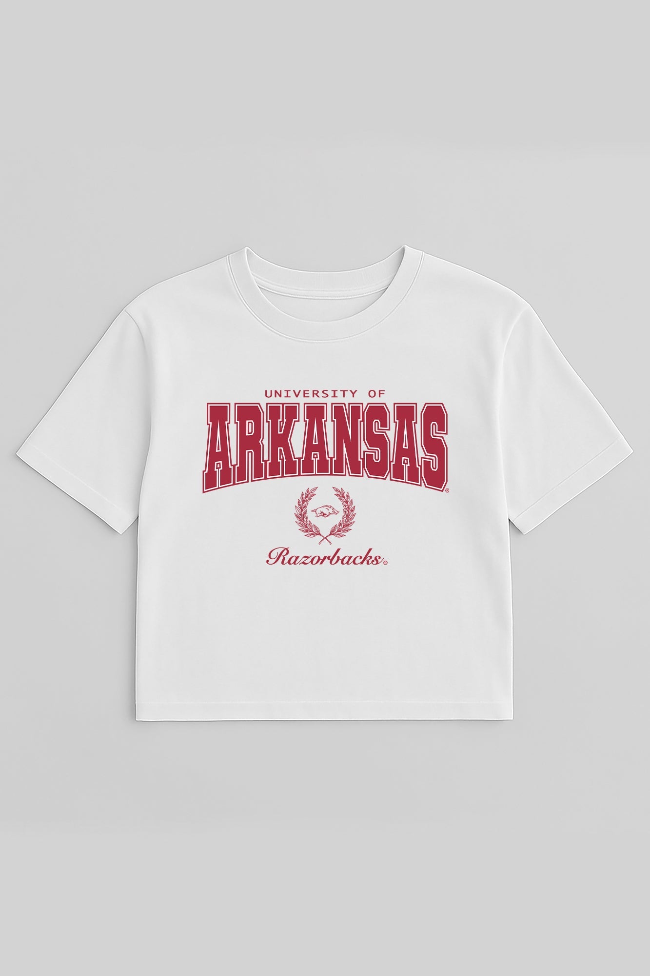 ARKANSAS RAZORBACKS EASY WIN BOXY FIT CROP TEE