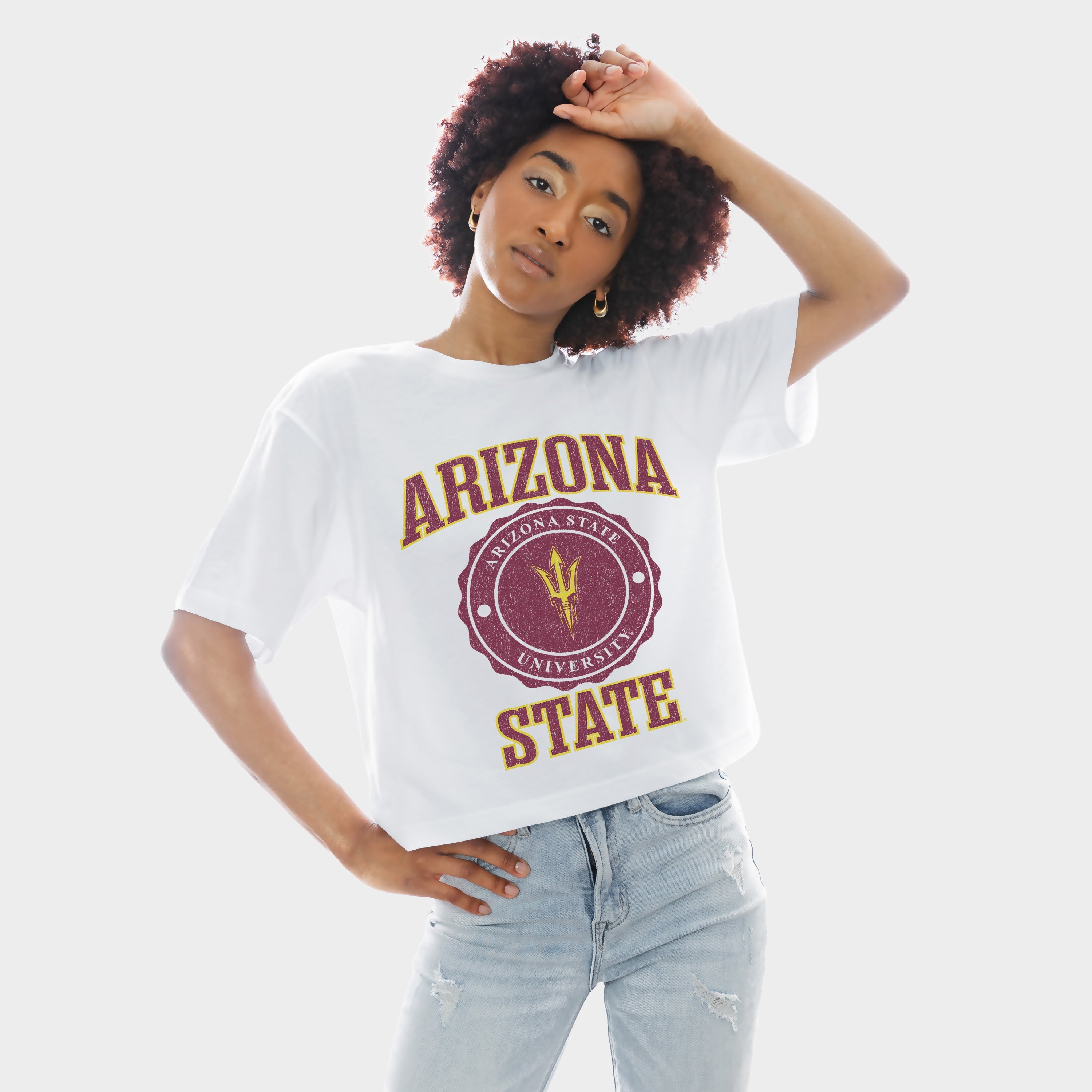 ARIZONA STATE SUN DEVILS RETRO PLAY BOXY FIT CROPPED TEE