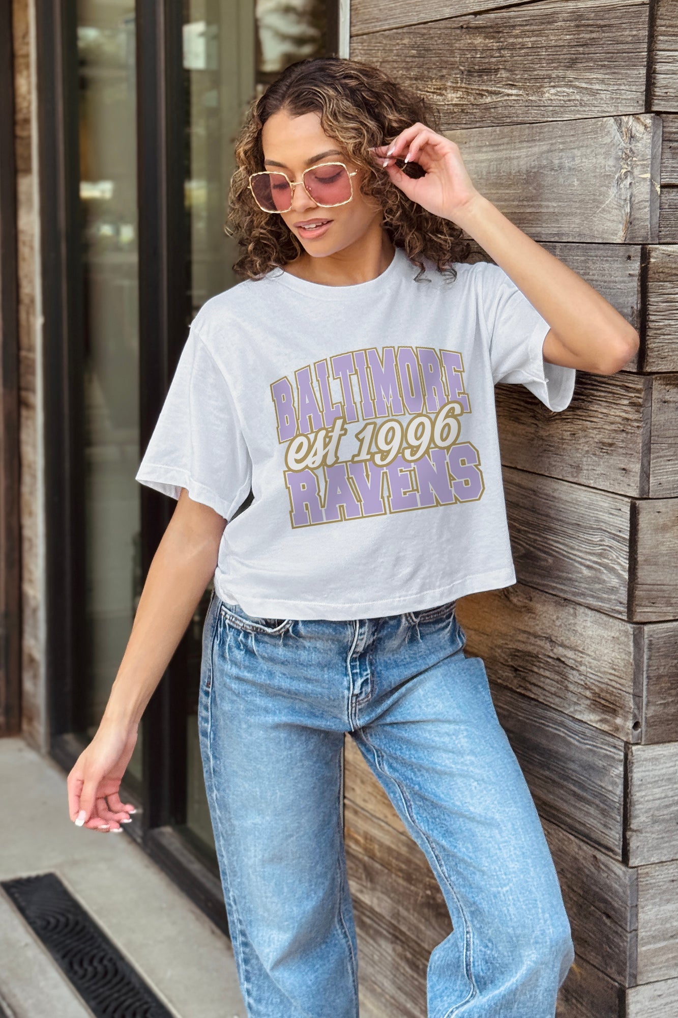 BALTIMORE RAVENS DEEP ROOTS BOXY FIT CROPPED TEE