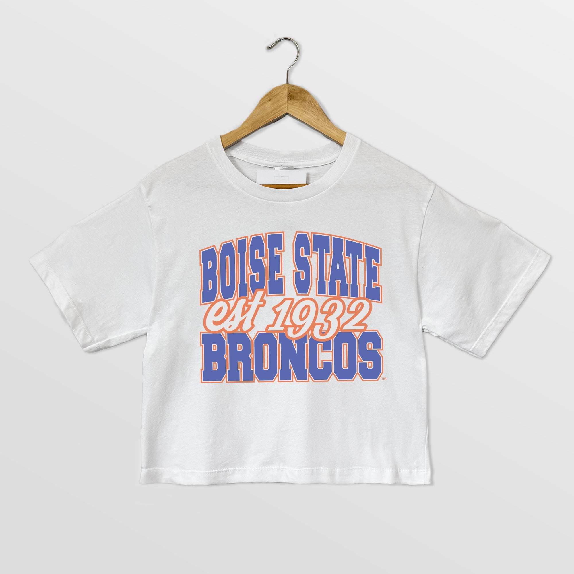 BOISE STATE BRONCOS DEEP ROOTS BOXY FIT WOMEN'S CROPPED TEE