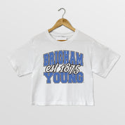 BYU COUGARS DEEP ROOTS BOXY FIT WOMEN'S CROPPED TEE