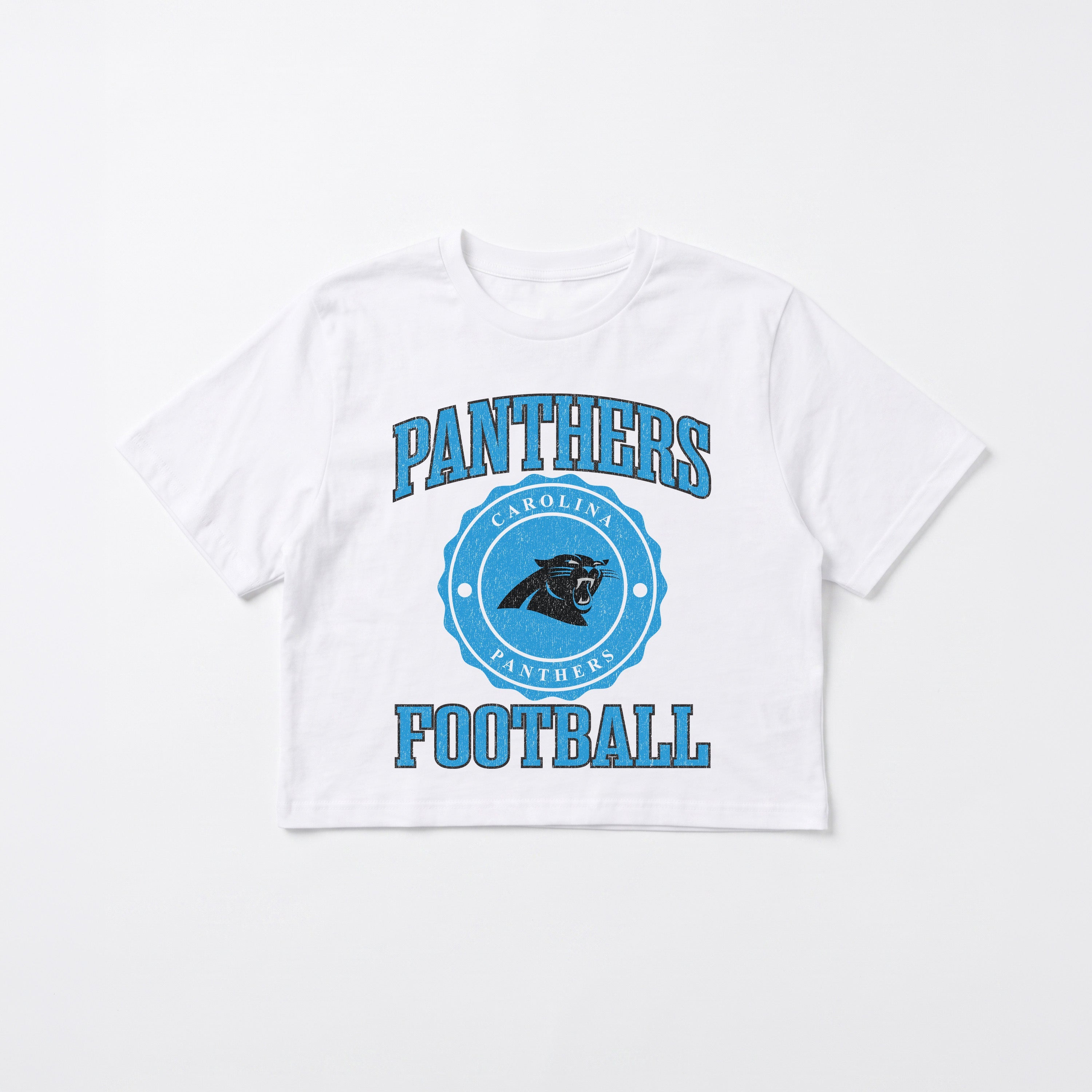 CAROLINA PANTHERS RETRO PLAY BOXY FIT CROPPED TEE
