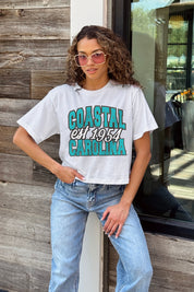 COASTAL CAROLINA CHANTICLEERS DEEP ROOTS BOXY FIT WOMEN'S CROPPED TEE