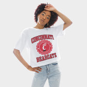 CINCINNATI BEARCATS RETRO PLAY BOXY FIT CROPPED TEE