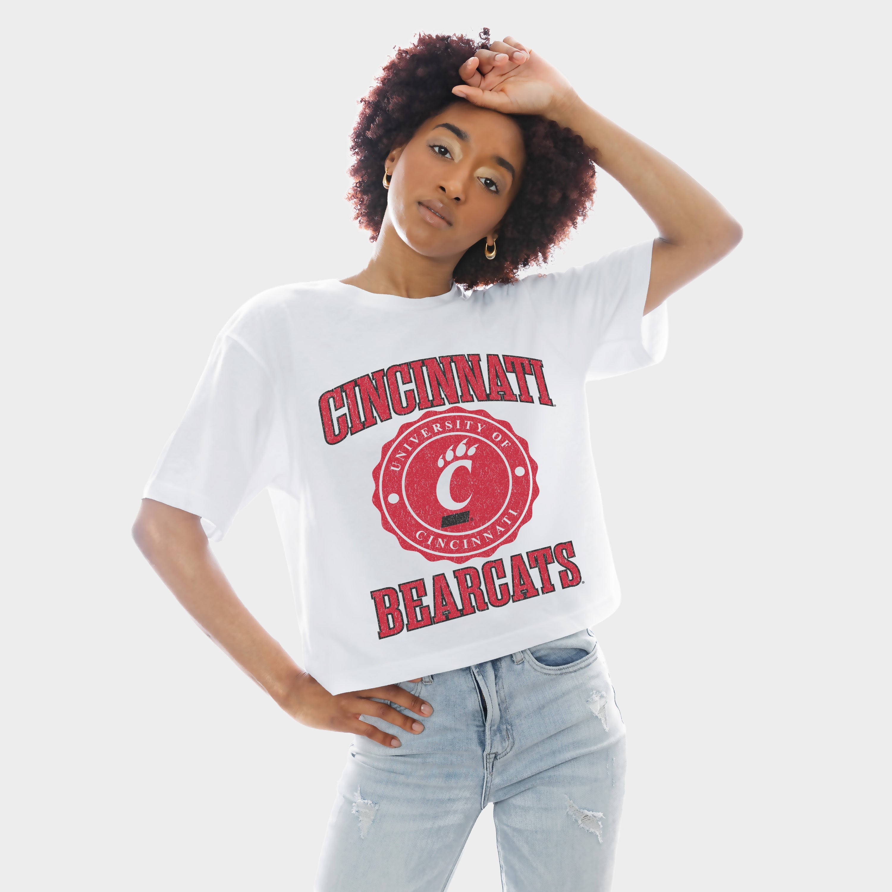 CINCINNATI BEARCATS RETRO PLAY BOXY FIT CROPPED TEE