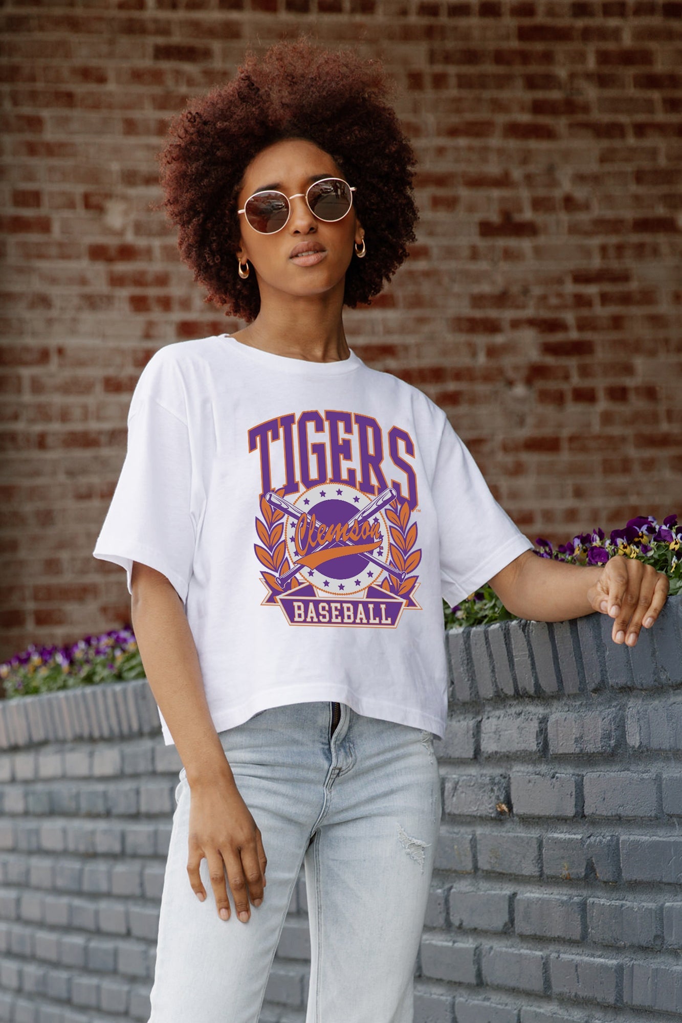CLEMSON TIGERS BASES LOADED BOXY FIT WOMEN'S CROP TEE