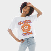 CLEMSON TIGERS RETRO PLAY BOXY FIT CROPPED TEE