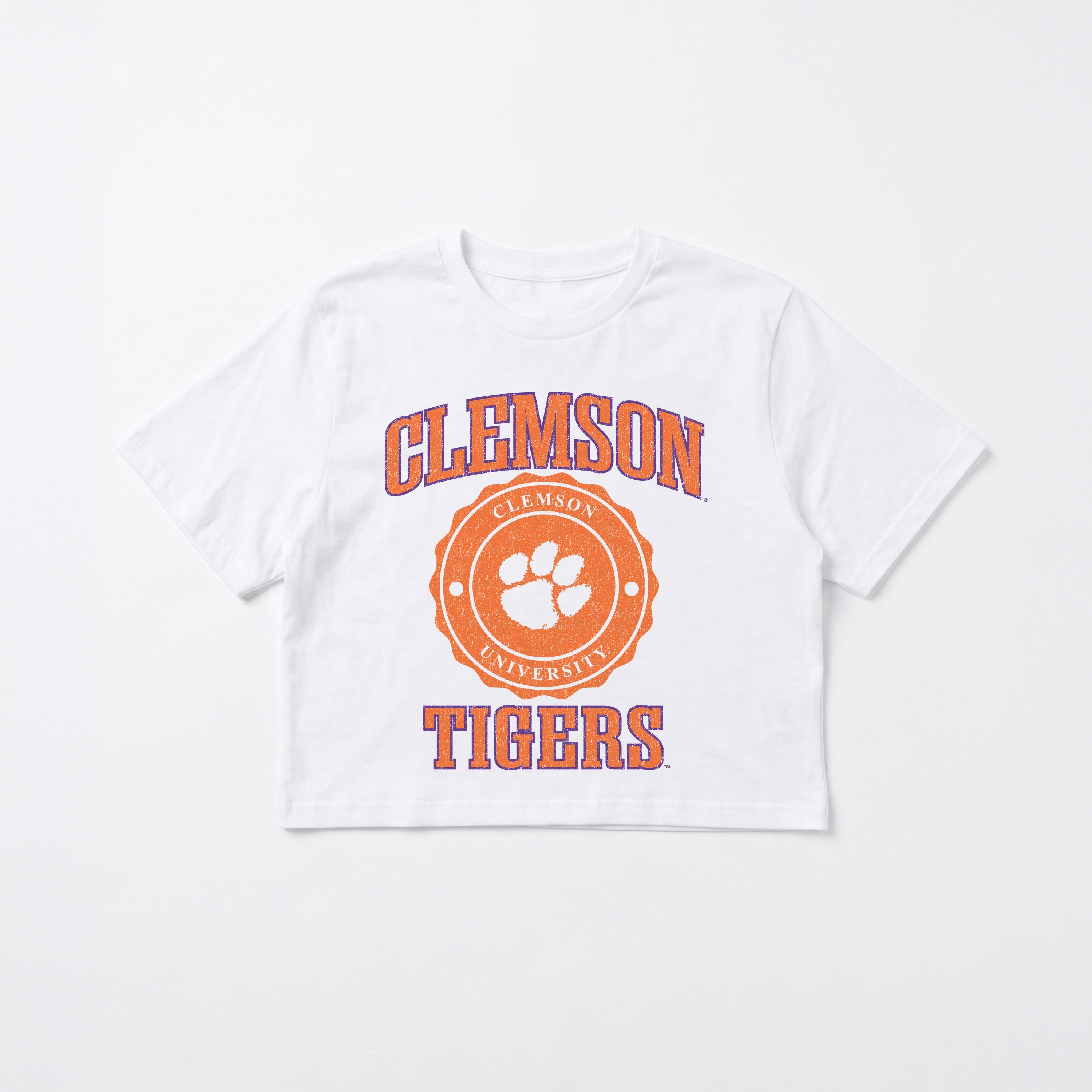 CLEMSON TIGERS RETRO PLAY BOXY FIT CROPPED TEE