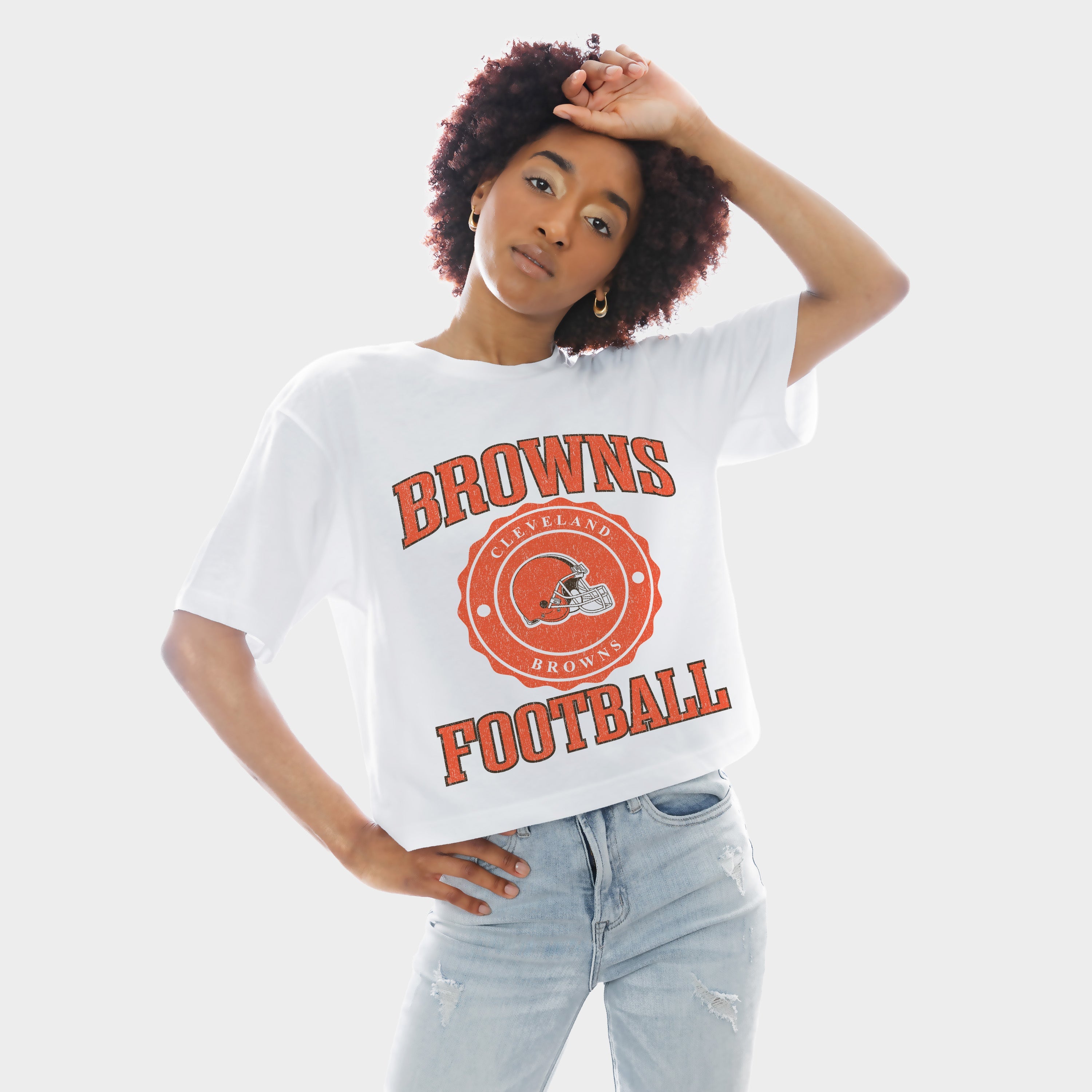 CLEVELAND BROWNS RETRO PLAY BOXY FIT CROPPED TEE