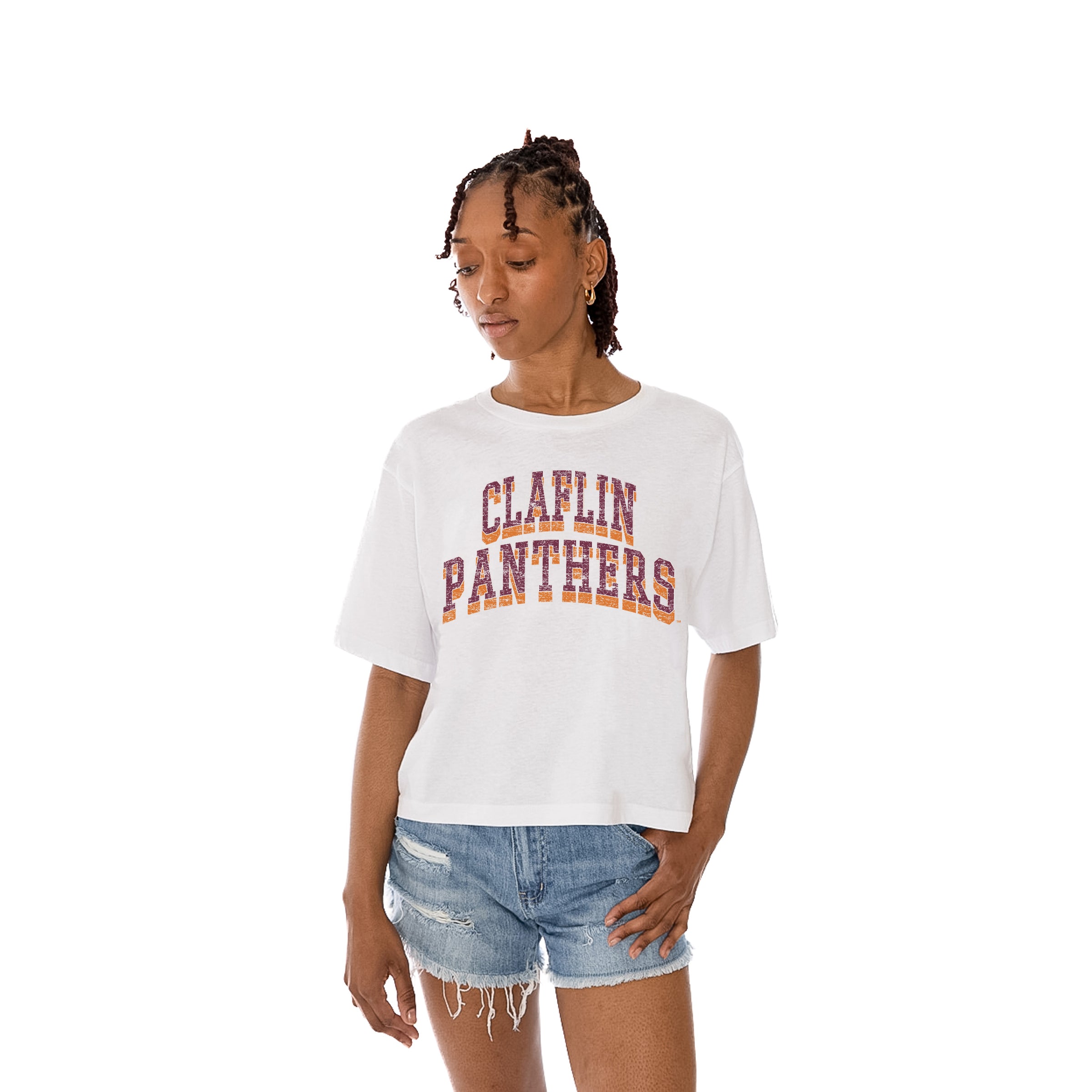 CLAFLIN PANTHERS Claim To Fame Boxy-Fit Crop Tee