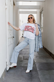 White Central Missouri Mules Claim To Fame Boxy Crop Tee - Styled with Denim Jacket | Gameday Couture - SOHO