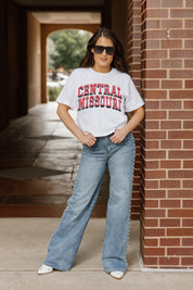 White Central Missouri Mules Claim To Fame Boxy Crop Tee - Back View Boxy Fit Detail | Gameday Couture - SOHO
