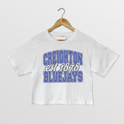 CREIGHTON BLUEJAYS DEEP ROOTS BOXY FIT WOMEN'S CROPPED TEE