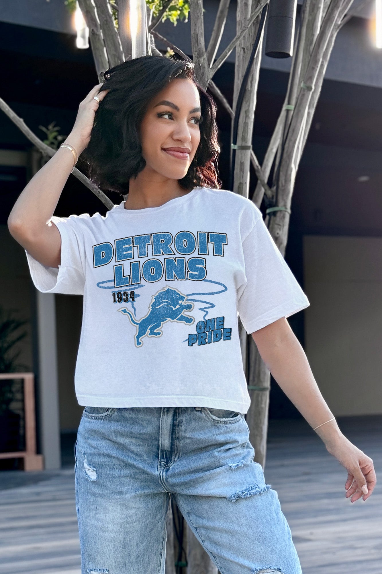 DETROIT LIONS Gameday Goals Boxy-Fit Crop