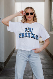 FAYETTEVILLE STATE BRONCOS CLAIM TO FAME BOXY FIT WOMEN'S CROPPED TEE - Styled Look | Gameday Couture - SOHO