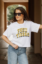 FORT HAYS STATE TIGERS CLAIM TO FAME BOXY FIT WOMEN'S CROPPED TEE