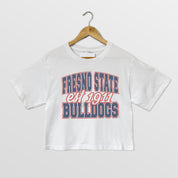 FRESNO STATE BULLDOGS DEEP ROOTS BOXY FIT WOMEN'S CROPPED TEE