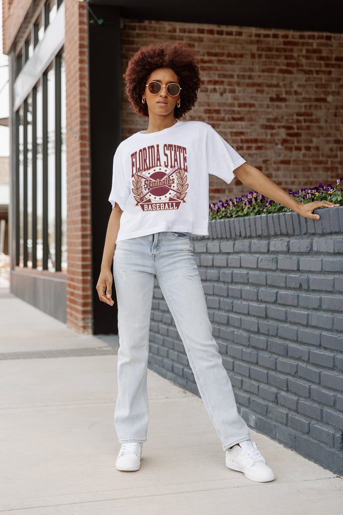 FLORIDA STATE SEMINOLES BASES LOADED BOXY FIT WOMEN'S CROP TEE