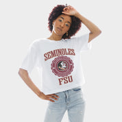 FLORIDA STATE SEMINOLES RETRO PLAY BOXY FIT CROPPED TEE