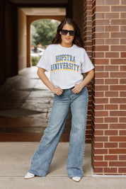 White HOFSTRA PRIDE Claim To Fame Boxy-Fit Crop Tee - Campus Style | Gameday Couture - SOHO