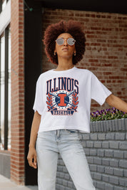 ILLINOIS FIGHTING ILLINI BASES LOADED BOXY FIT WOMEN'S CROP TEE