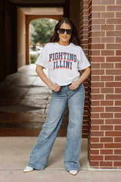 White Illinois Fighting Illini Claim to Fame Boxy-Fit Crop Tee - Full Outfit | Gameday Couture - SOHO