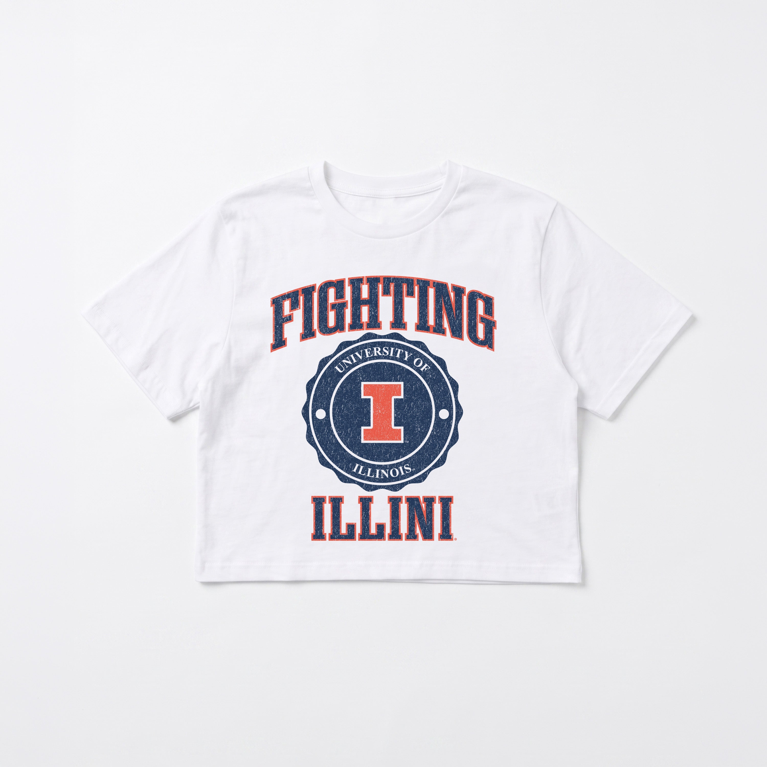 ILLINOIS FIGHTING ILLINI RETRO PLAY BOXY FIT CROPPED TEE