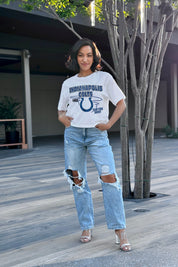 INDIANAPOLIS COLTS GAMEDAY GOALS BOXY FIT WOMEN'S CROP TEE