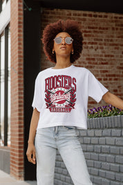 INDIANA HOOSIERS BASES LOADED BOXY FIT WOMEN'S CROP TEE