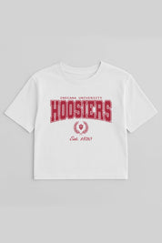 INDIANA HOOSIERS EASY WIN BOXY FIT CROP TEE